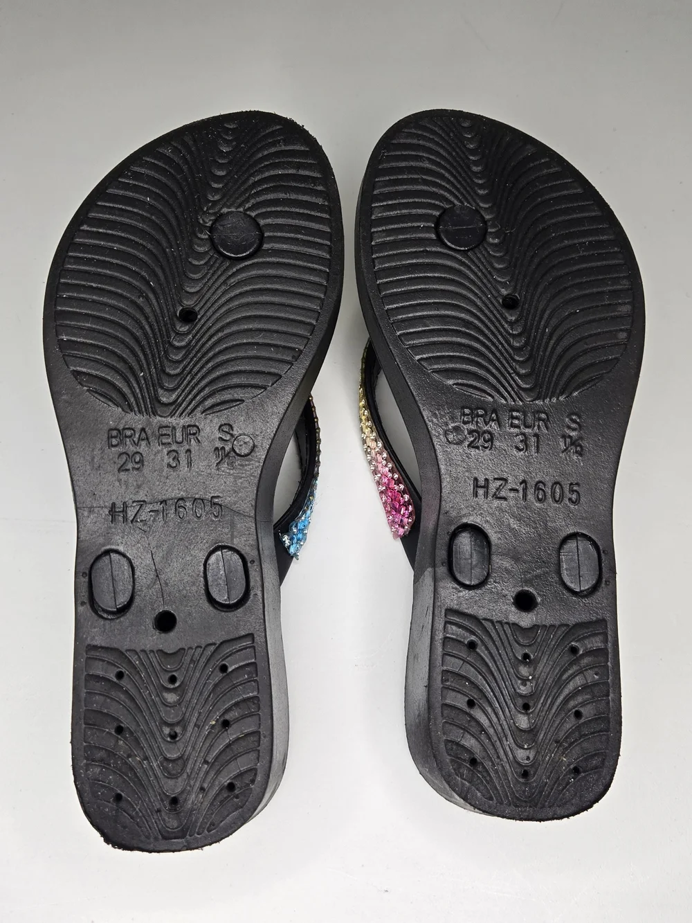 Bebe Girls's Beige Rhinestone Multicolor Women's Flip Flops SIZE CHILD 11 SMALL